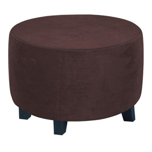 Velvet Plush Stretch Ottoman Slipcover Round Ottoman Cover High Stretch Velvet Footstool Protector Cover for Footrest Furniture