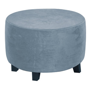 Velvet Plush Stretch Ottoman Slipcover Round Ottoman Cover High Stretch Velvet Footstool Protector Cover for Footrest Furniture
