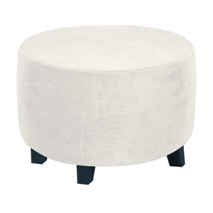 Velvet Plush Stretch Ottoman Slipcover Round Ottoman Cover High Stretch Velvet Footstool Protector Cover for Footrest Furniture