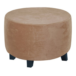 Velvet Plush Stretch Ottoman Slipcover Round Ottoman Cover High Stretch Velvet Footstool Protector Cover for Footrest Furniture