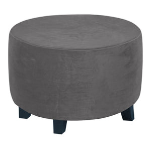 Velvet Plush Stretch Ottoman Slipcover Round Ottoman Cover High Stretch Velvet Footstool Protector Cover for Footrest Furniture