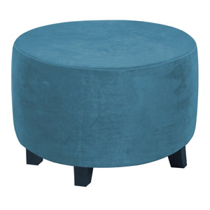 Velvet Plush Stretch Ottoman Slipcover Round Ottoman Cover High Stretch Velvet Footstool Protector Cover for Footrest Furniture
