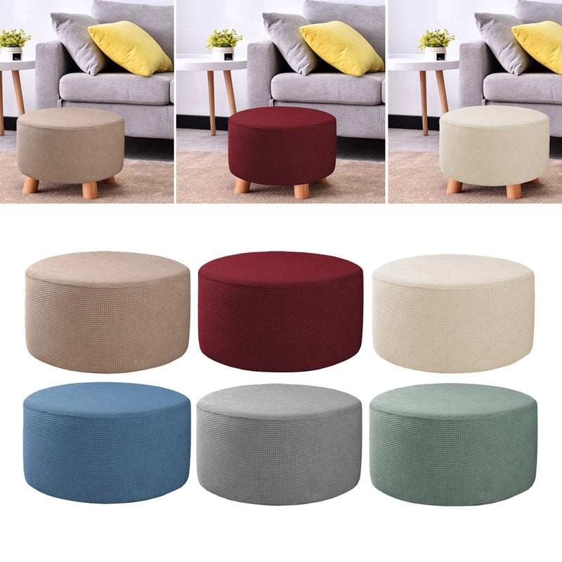 Round CubeOttoman Slipcover Footstool Footrest Cover Case Living Room Stool