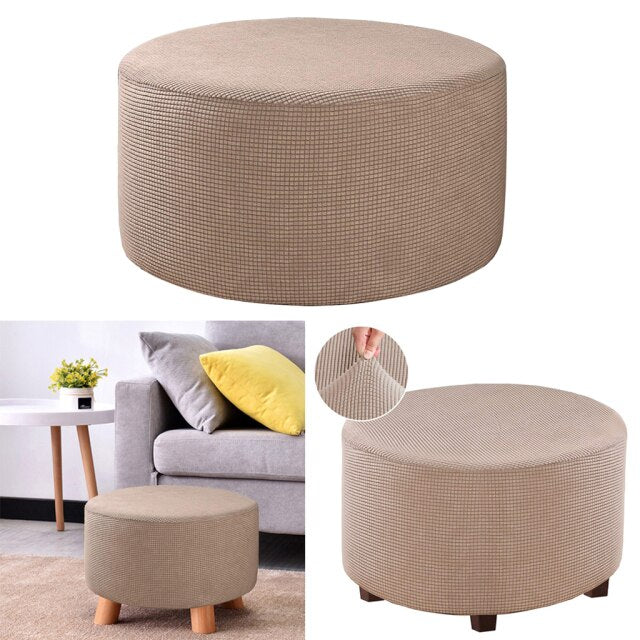 Round CubeOttoman Slipcover Footstool Footrest Cover Case Living Room Stool