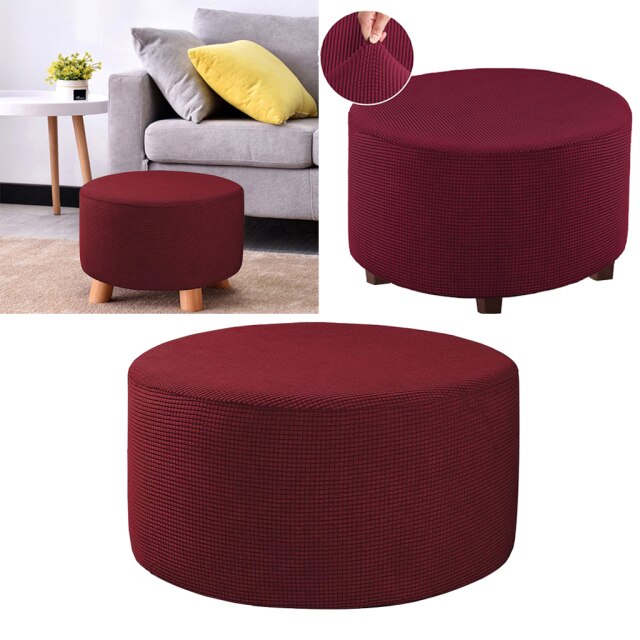 Round CubeOttoman Slipcover Footstool Footrest Cover Case Living Room Stool