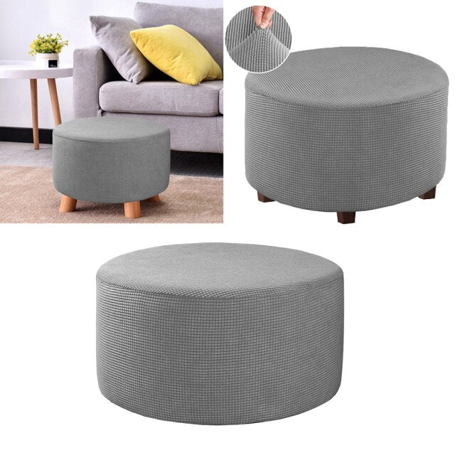 Round CubeOttoman Slipcover Footstool Footrest Cover Case Living Room Stool