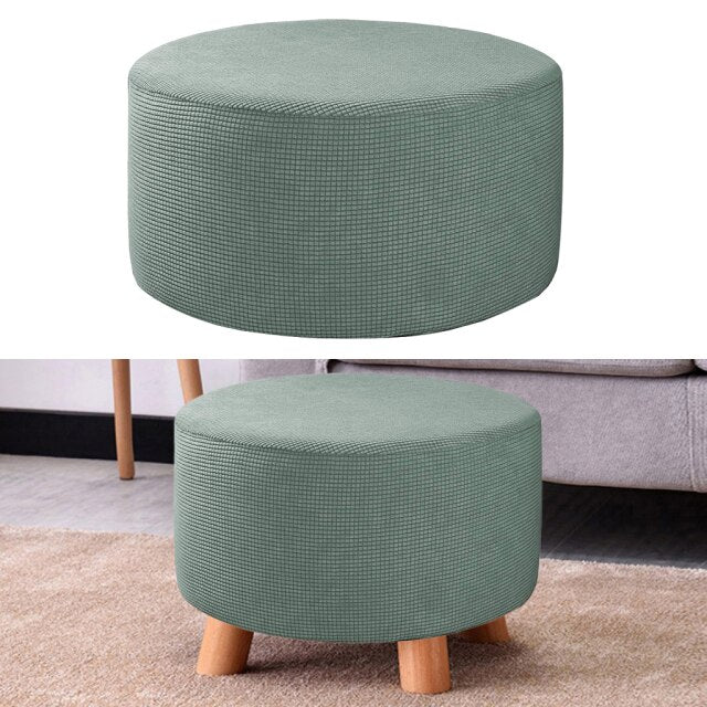 Round CubeOttoman Slipcover Footstool Footrest Cover Case Living Room Stool