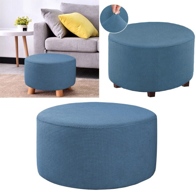 Round CubeOttoman Slipcover Footstool Footrest Cover Case Living Room Stool