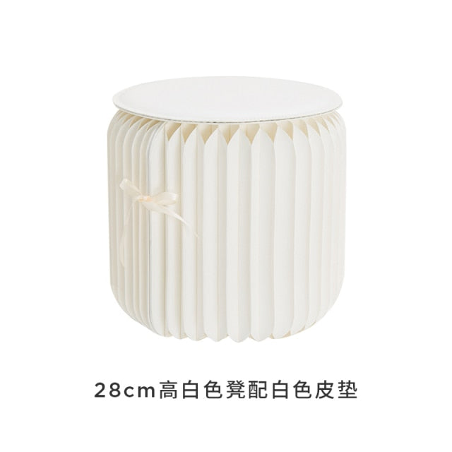 28cm Accordion Stool Collapsable Kraft Paper Cushion Folding Paper Stool Design Furniture Green Wood Free Installation Creative