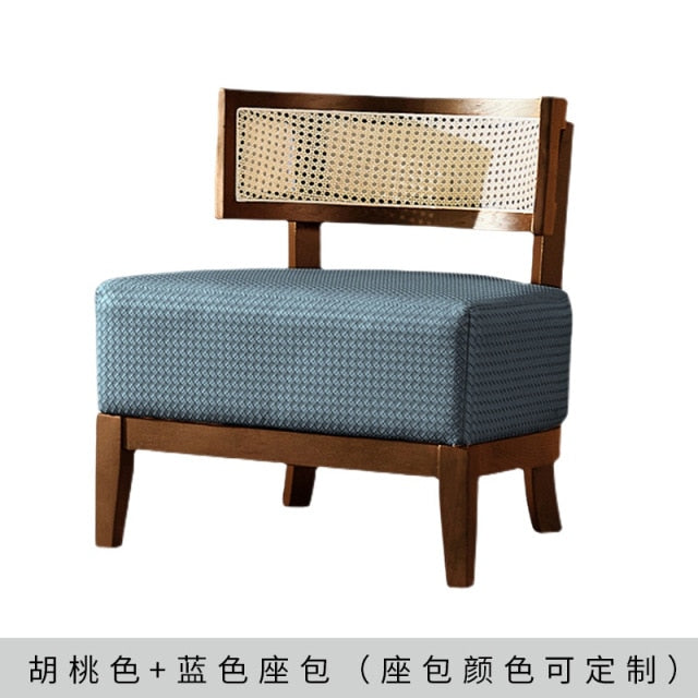 Nordic Rattan Sofa Chair For Outdoor Furniture Solid Wood Chair Simple Household Single Small Apartment Balcony Outdoor Chairs