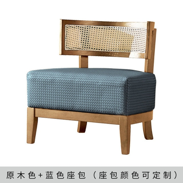 Nordic Rattan Sofa Chair For Outdoor Furniture Solid Wood Chair Simple Household Single Small Apartment Balcony Outdoor Chairs