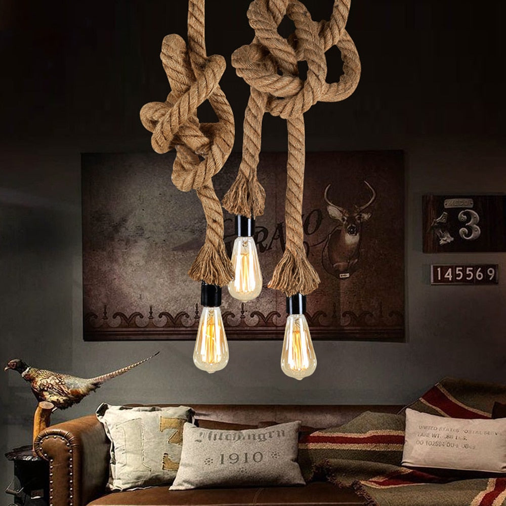 Vintage Hemp Rope Pendant Light