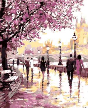 Cherry Blossoms Road Oil Painting