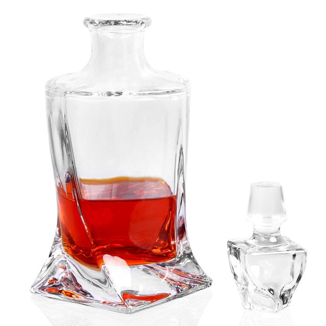 Elegant 7-Piece Whiskey Decanter Set with 6 Twist Glasses