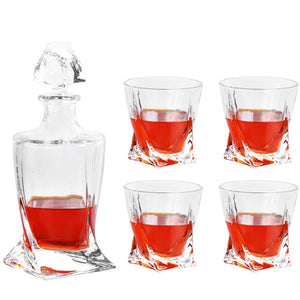 Elegant 7-Piece Whiskey Decanter Set with 6 Twist Glasses